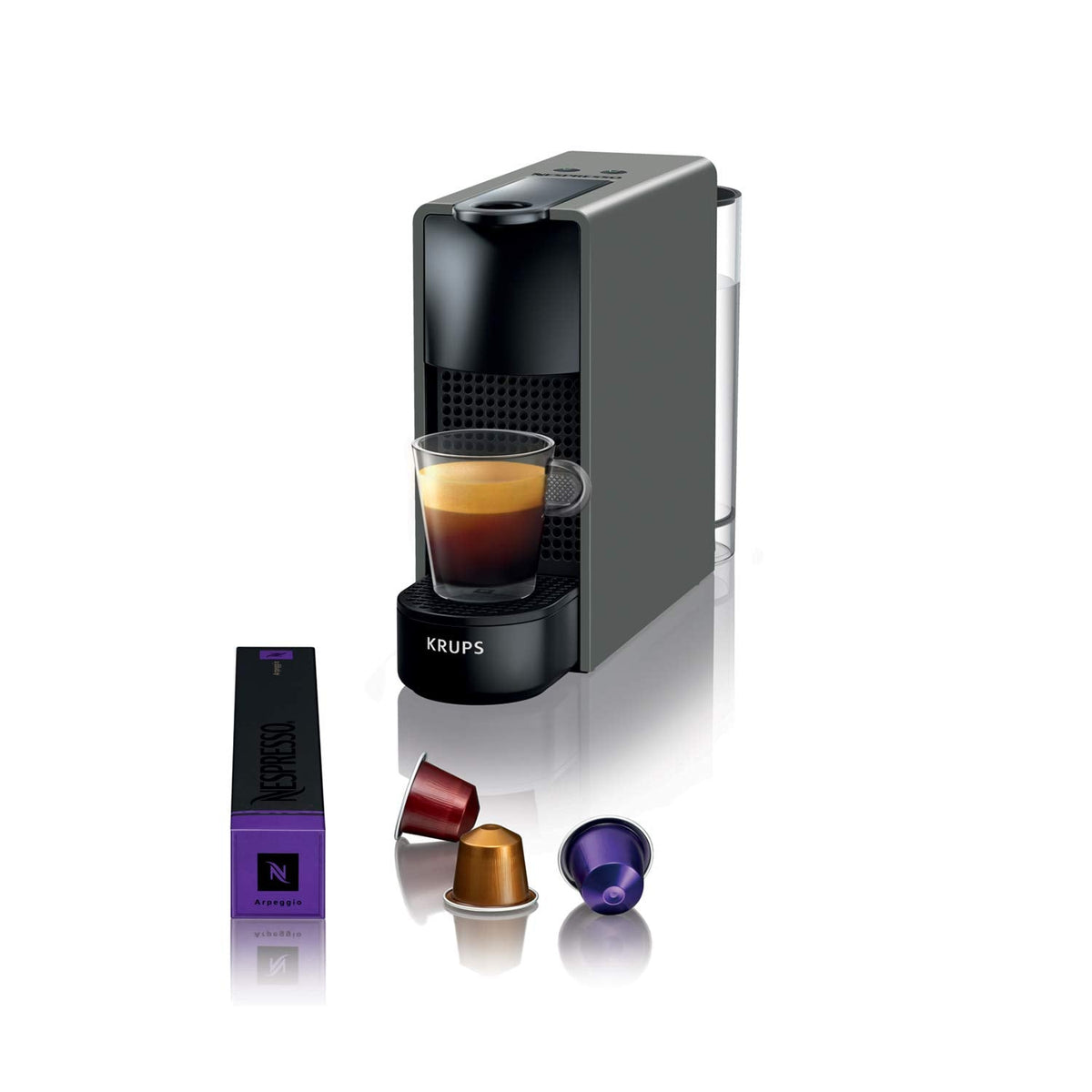 Machine à café Essenza Mini – Gris Intense – préchauffage 25 s